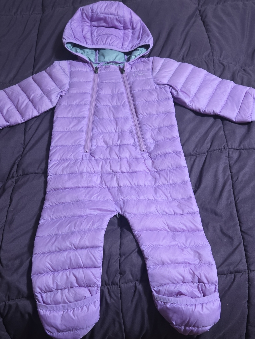 Kids LL Bean Lavender Hooded One Piece Puffer Size 6-12 Months